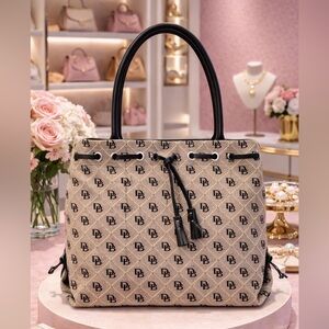 Dooney & Bourke Vintage Monogram Tassels Black Tote Large Signature Bag Work